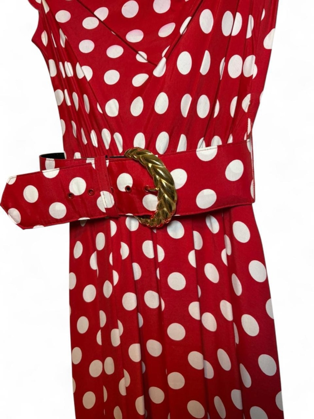 Vintage 90s Dawn Joy Red & white Polka Dot Maxi Dress - Picture 4 of 8